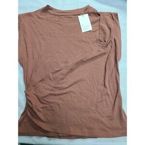A New Day Women's Slim Fit Drape‎ Wrap T-Shirt Brown Size Small